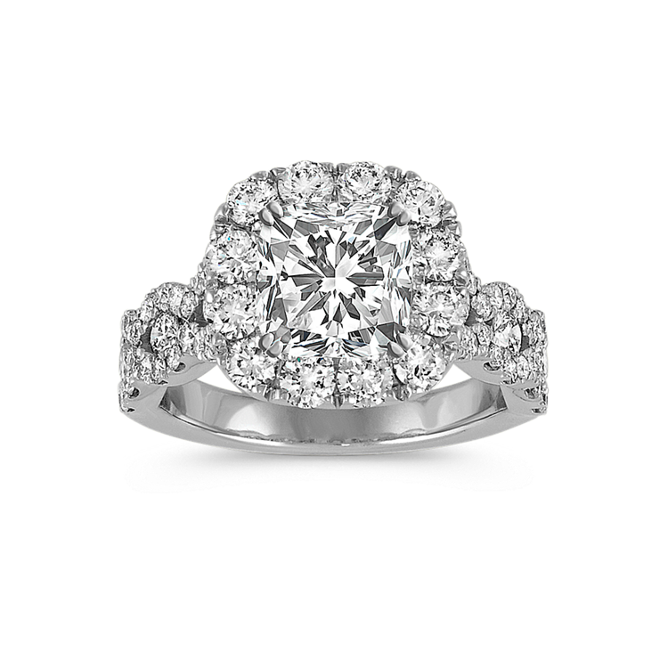 Phoebe Cushion Halo Swirl Natural Diamond Engagement Ring