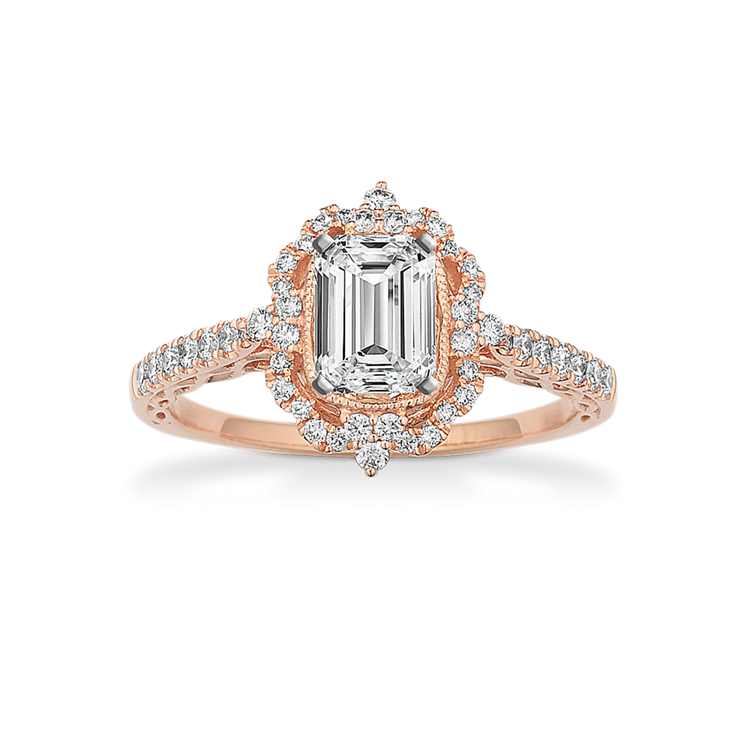 7/8ctw Oval Natural Champagne Diamond and Diamond Rose Gold Engagement Ring  | Blush Collection