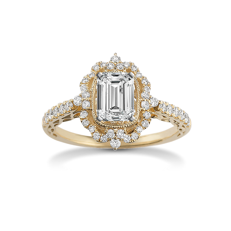 Emerald cut diamond halo ring new arrivals