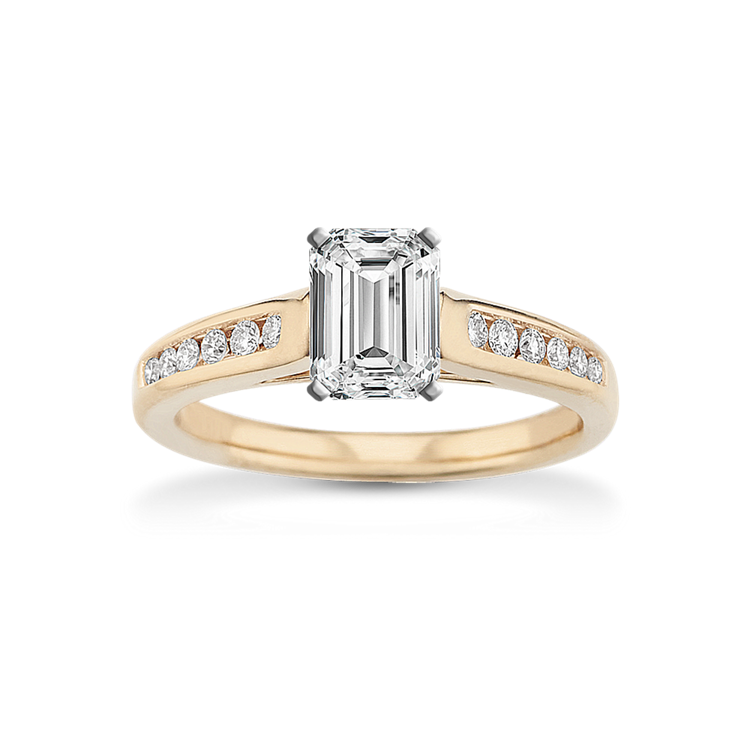 Cathedral Natural Diamond Engagement Ring with Channel-Setting