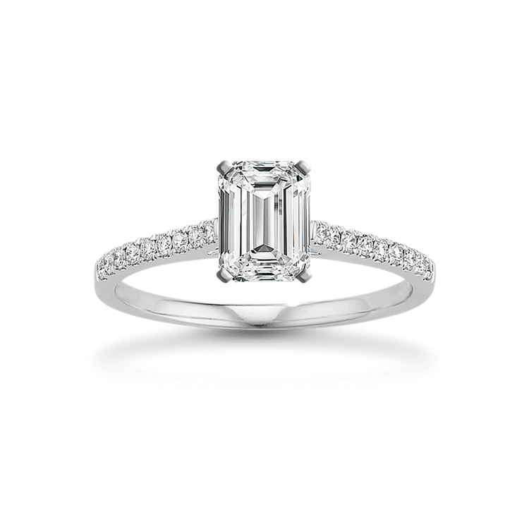 Melody Cathedral Natural Diamond Engagement Ring in Platinum