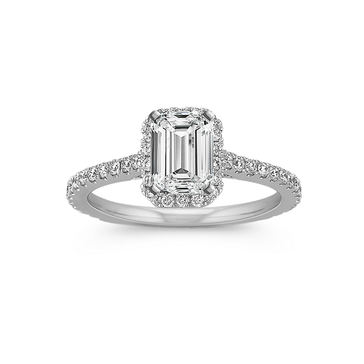 Emerald cut deals halo setting