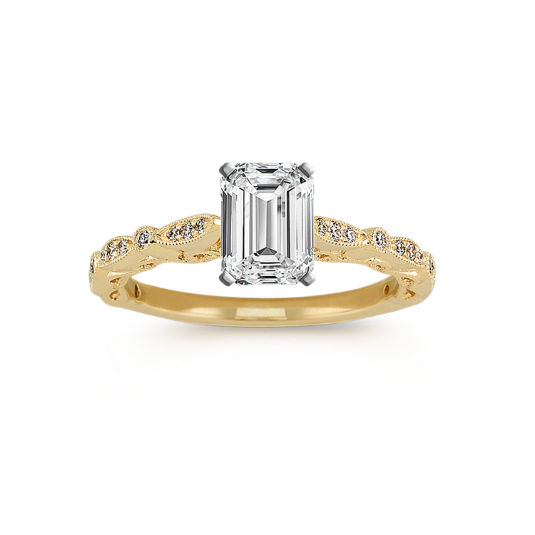 Vintage Natural Diamond Engagement Ring 14k Yellow Gold
