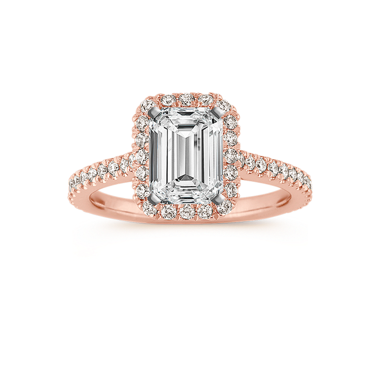 Halo Natural Diamond Engagement Ring in 14k Rose Gold