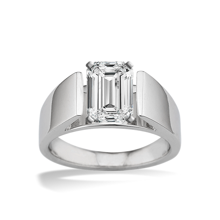 14k White Gold Wide Cathedral Engagement Ring