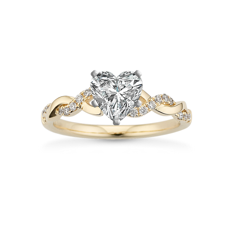 Willow Round Natural Diamond Infinity Engagement Ring in 14k Yellow Gold