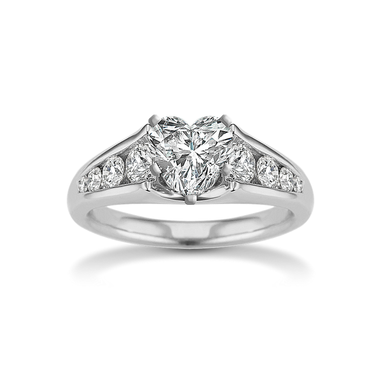 Graduated Channel-Set Round Natural Diamond Engagement Ring