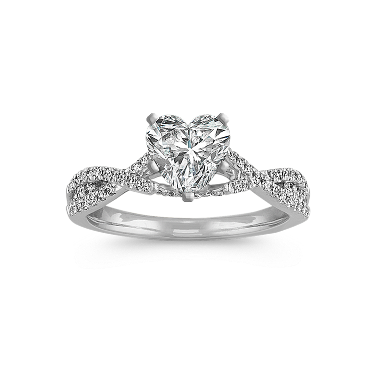 Round Natural Diamond Cathedral Infinity Engagement Ring with Pave-Setting