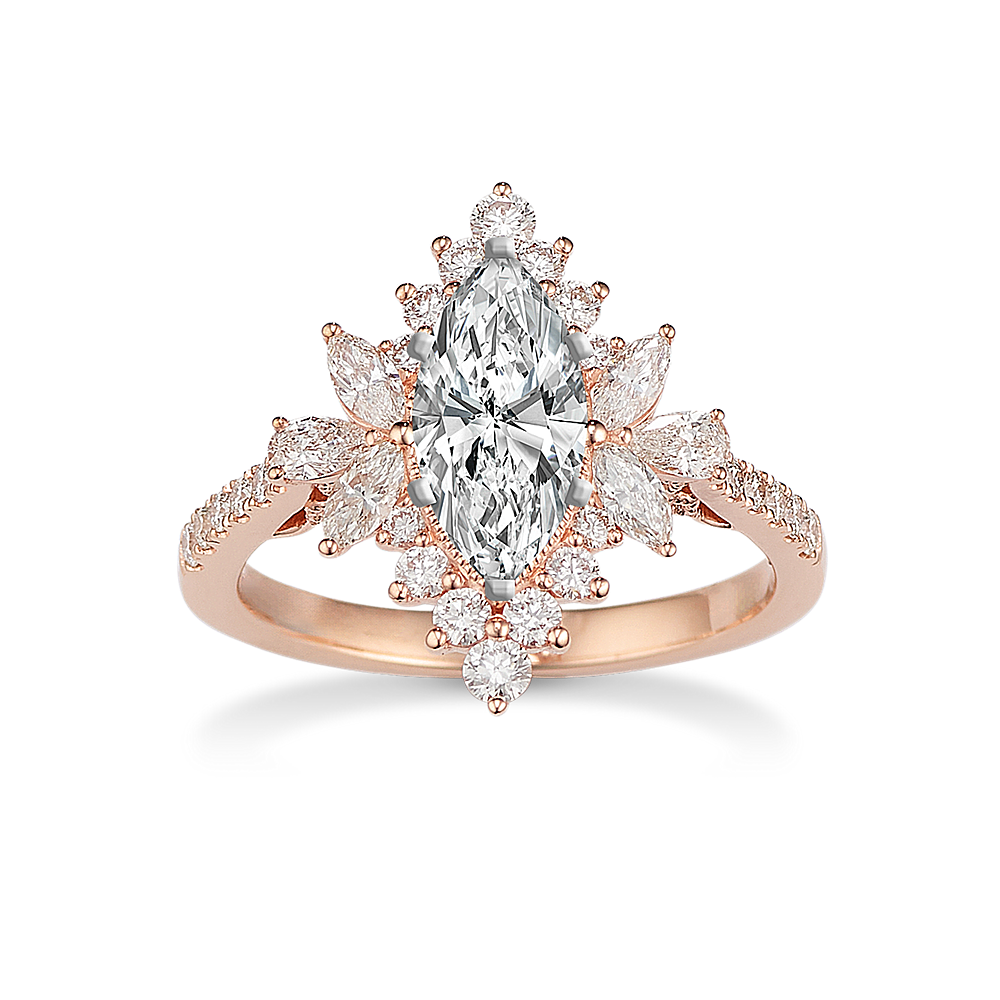 Cypress Marquise, Pear-Shaped and Round Diamond Halo Engagement Ring