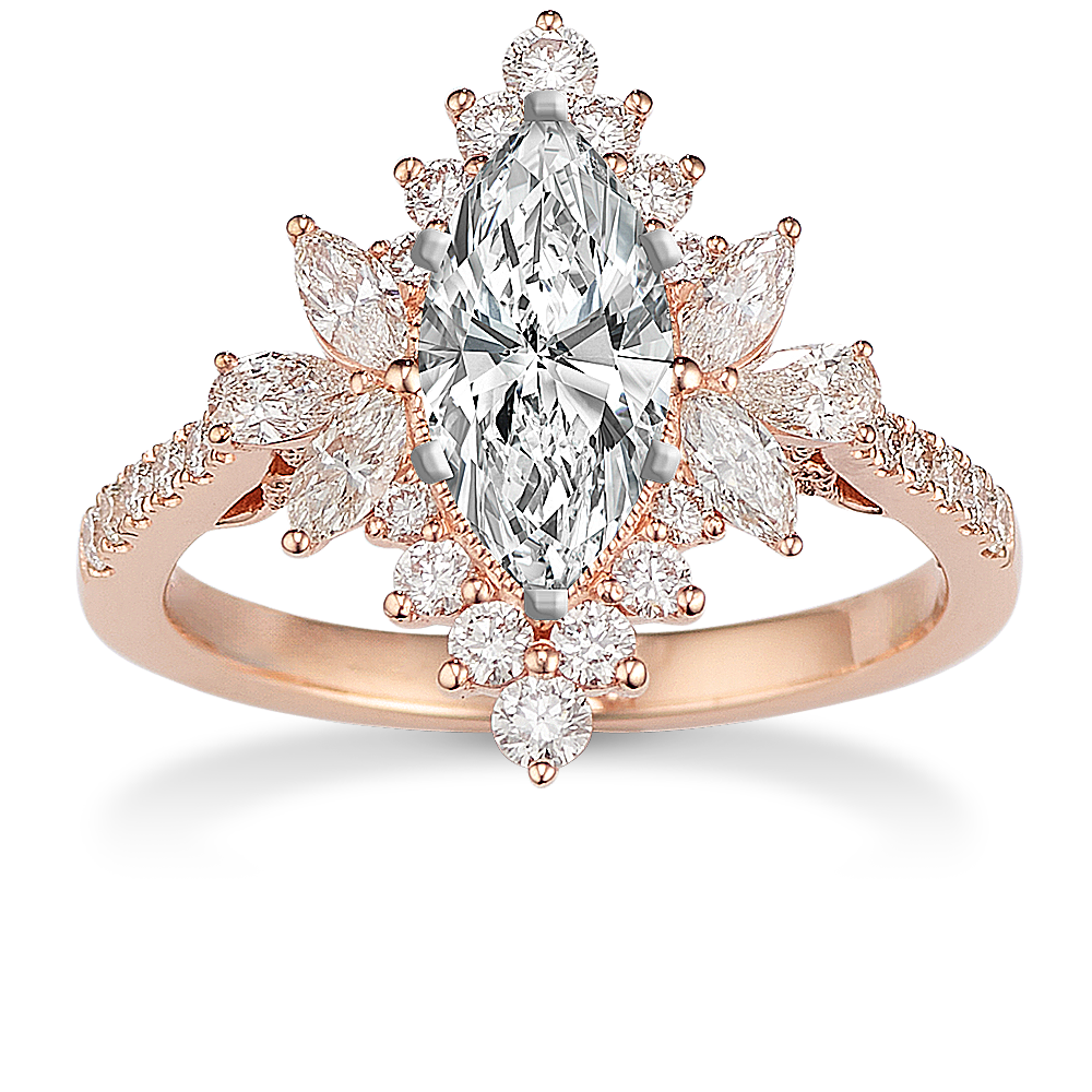 Cypress Marquise, Pear-Shaped and Round Diamond Halo Engagement Ring