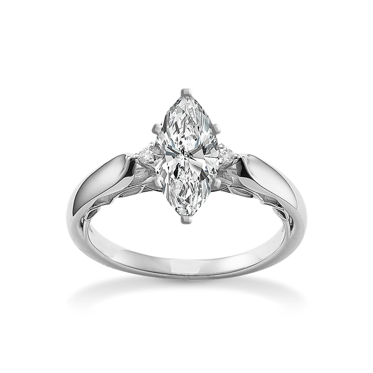 Aura Classic Baguette and Round Diamond Engagement Ring