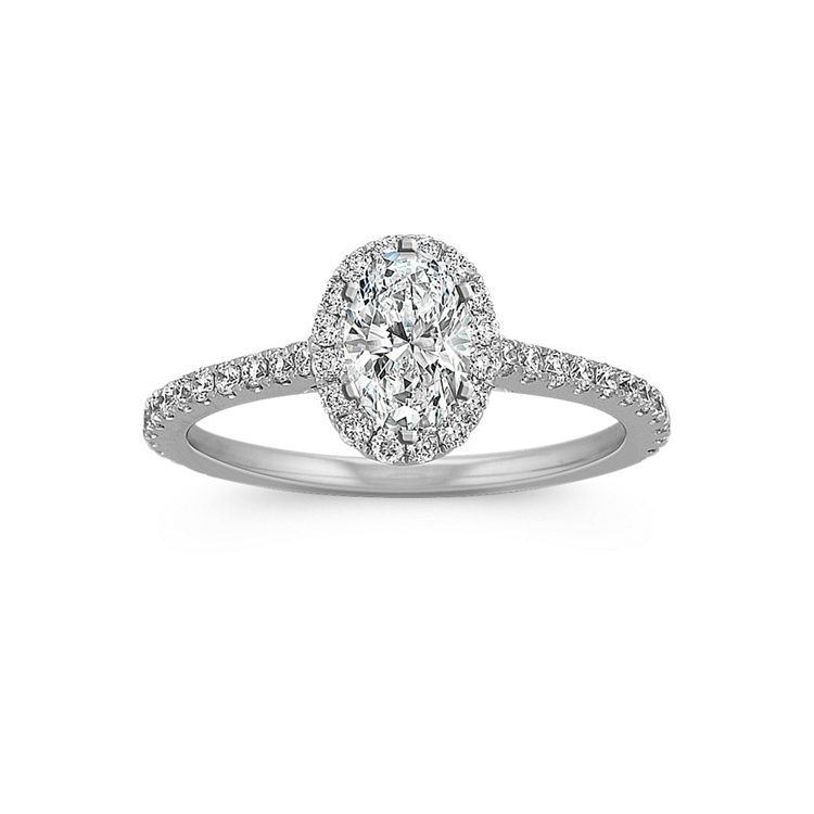 Lydia Natural Diamond Halo Engagement Ring in 14K White Gold