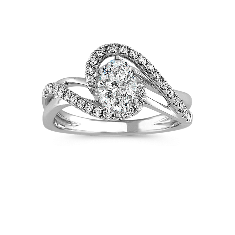 0.87 ct. Natural Diamond Engagement Ring in White Gold
