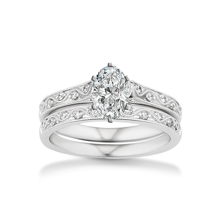 Fable Vintage Cathedral Round Natural Diamond Wedding Set