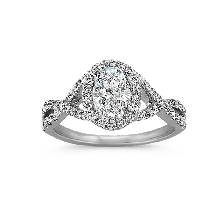 Oval Halo Infinity Engagement Ring with Round Natural Diamonds