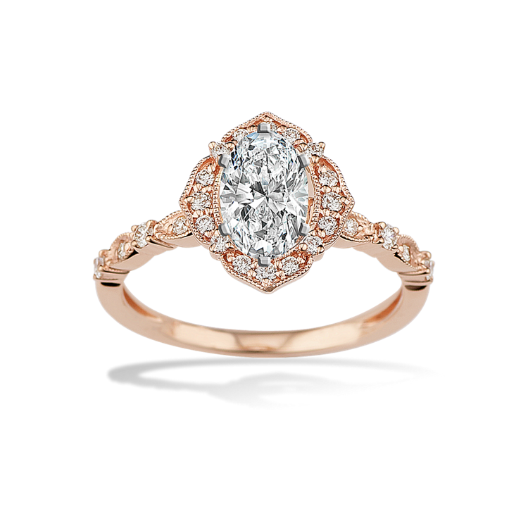 0.9 ct. Natural Diamond Engagement Ring in Rose Gold
