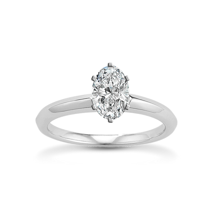 Knife Edge Solitaire Ring in 14K White Gold