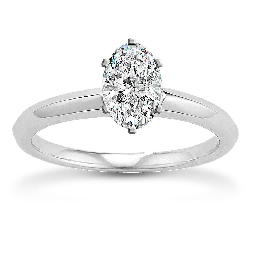Knife Edge Solitaire Ring in 14K White Gold