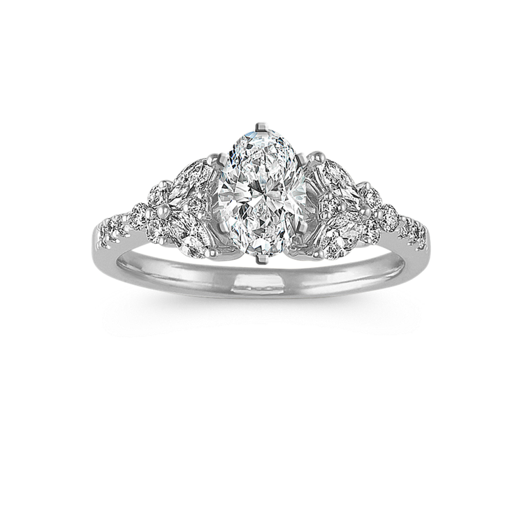 0.9 ct. Natural Diamond Engagement Ring in White Gold 