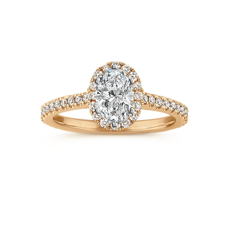 Oval-Shaped Halo Natural Diamond Engagement Ring