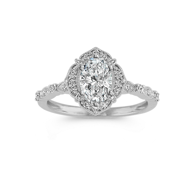 Vintage Halo Natural Diamond Engagement Ring