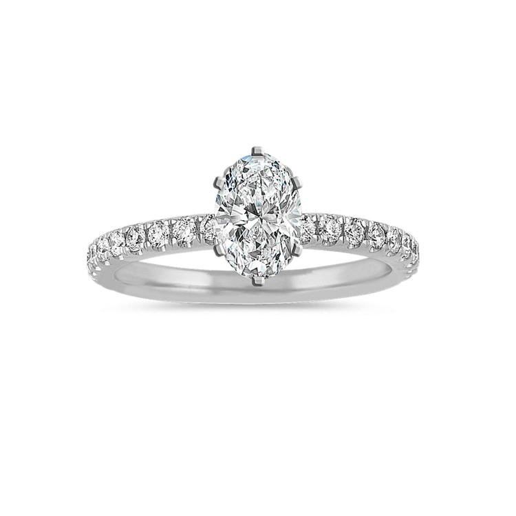 Pave-Set Natural Diamond Engagement Ring