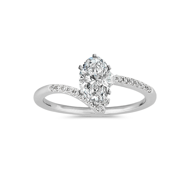 Pave-Set Natural Diamond Ring in 14k White Gold