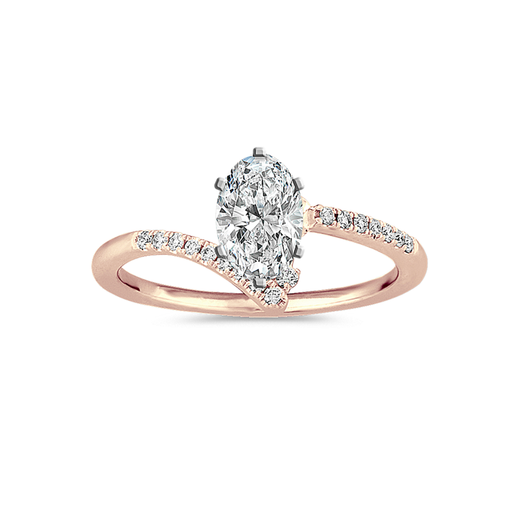 Swirl Natural Diamond Ring in 14k Rose Gold