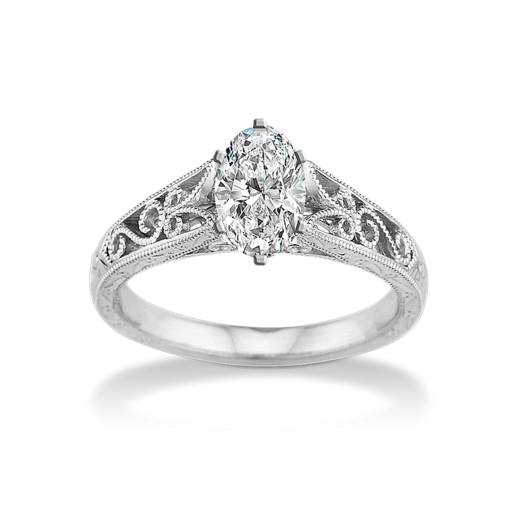 1.07 ct. Lab-Grown Diamond Engagement Ring in White Gold