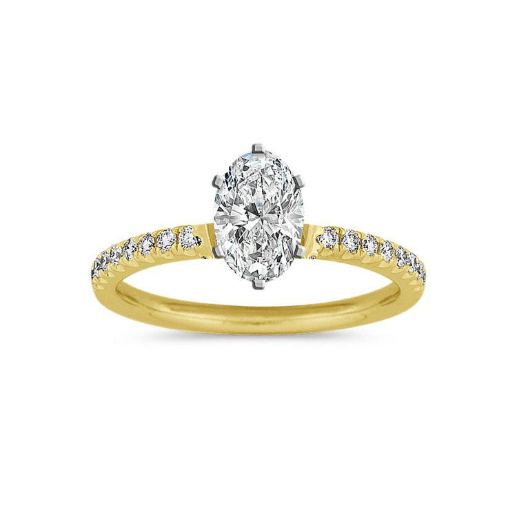 Natural Diamond Hidden Halo Engagement Ring in 14k Yellow Gold