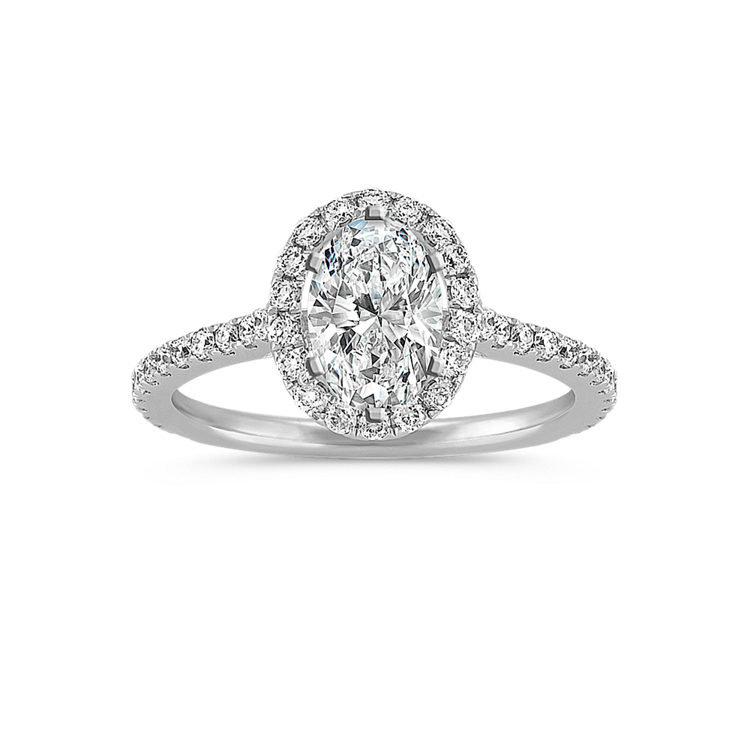 Viola Halo Natural Diamond Engagement Ring for 1.50 Carat Oval