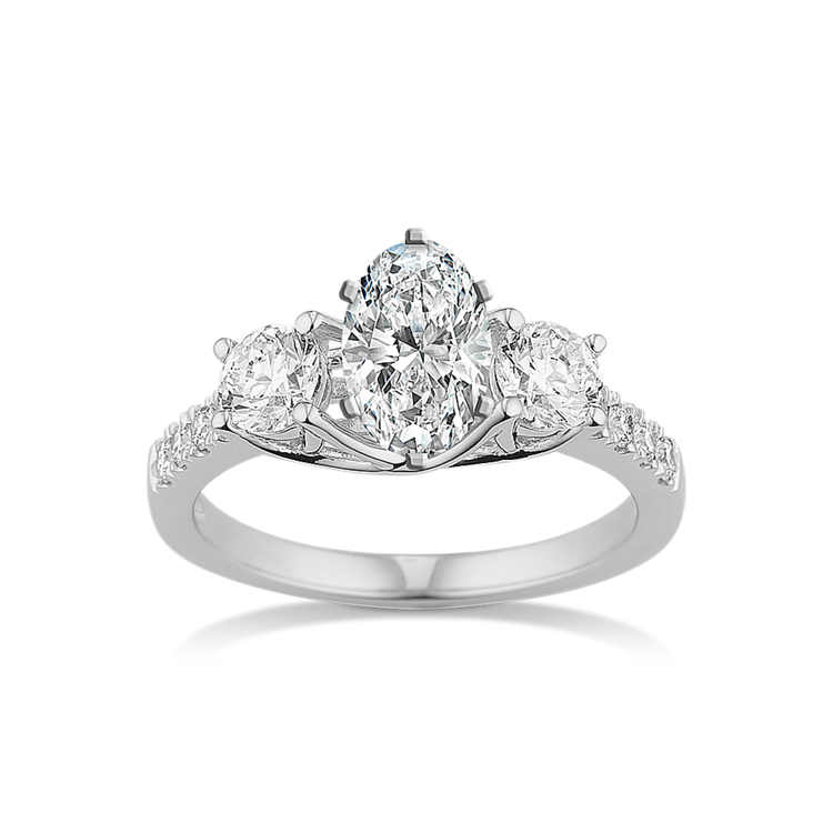 Forte Classic Three-Stone Engagement Ring in Platinum