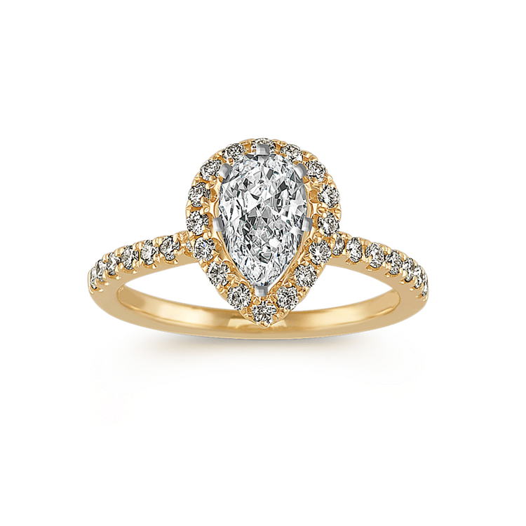 Natural Diamond Pear-Shaped Halo Engagement Ring
