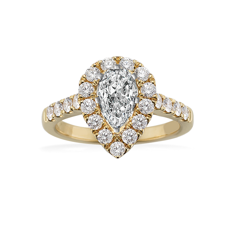 Showstopper Pear-Shaped Halo Engagement Ring in 14K Yellow Gold