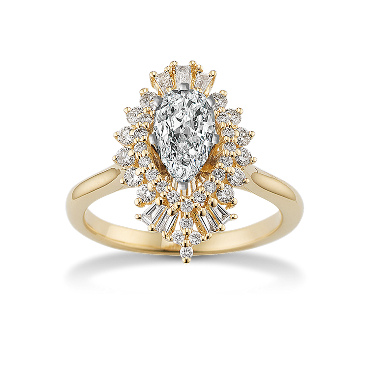 0.9 ct. Natural Diamond Engagement Ring in Yellow Gold