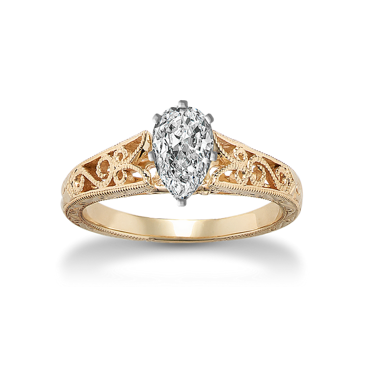 June Swirl Engagement Ring in 14k Yellow Gold