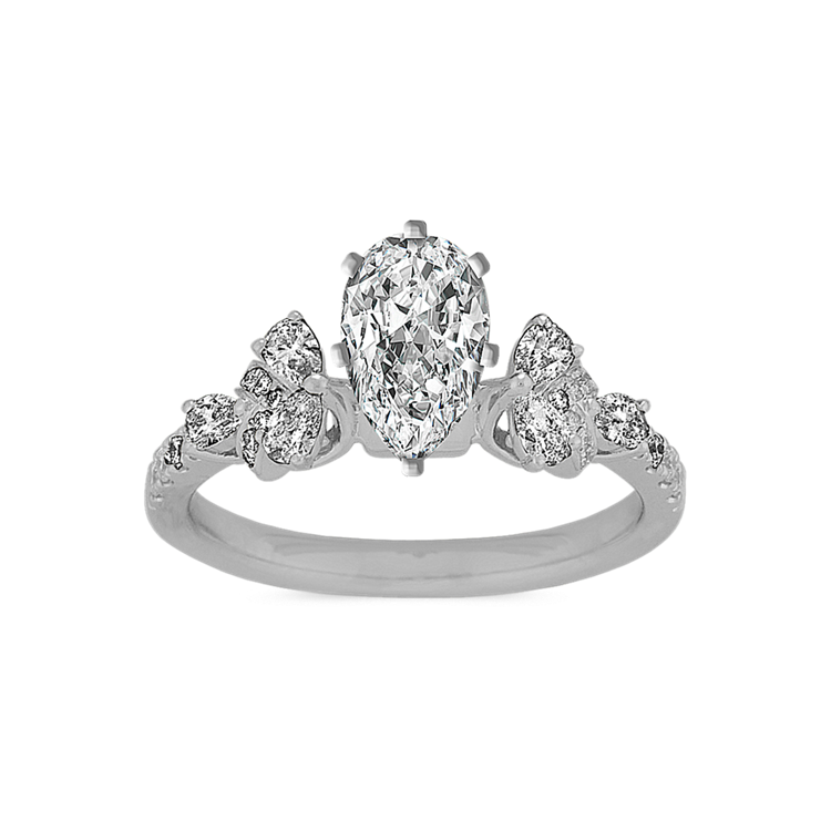 Classic Pear and Round Natural Diamond Engagement Ring