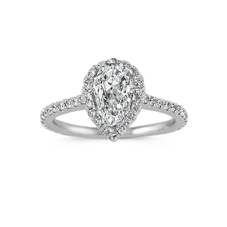Halo Engagement Ring in 14k White Gold