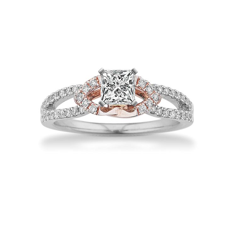 0.58 ct. Natural Diamond Engagement Ring in White and Rose