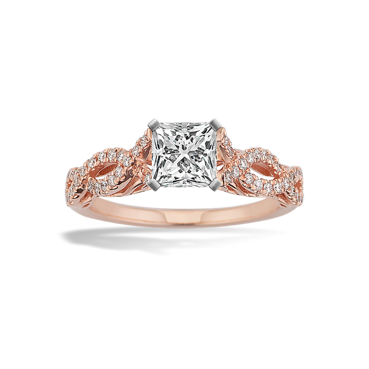 Savannah Natural Diamond Infinity Engagement Ring in 14K Rose Gold
