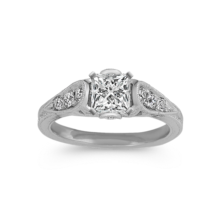 Vintage Cathedral Engagement Ring in Platinum