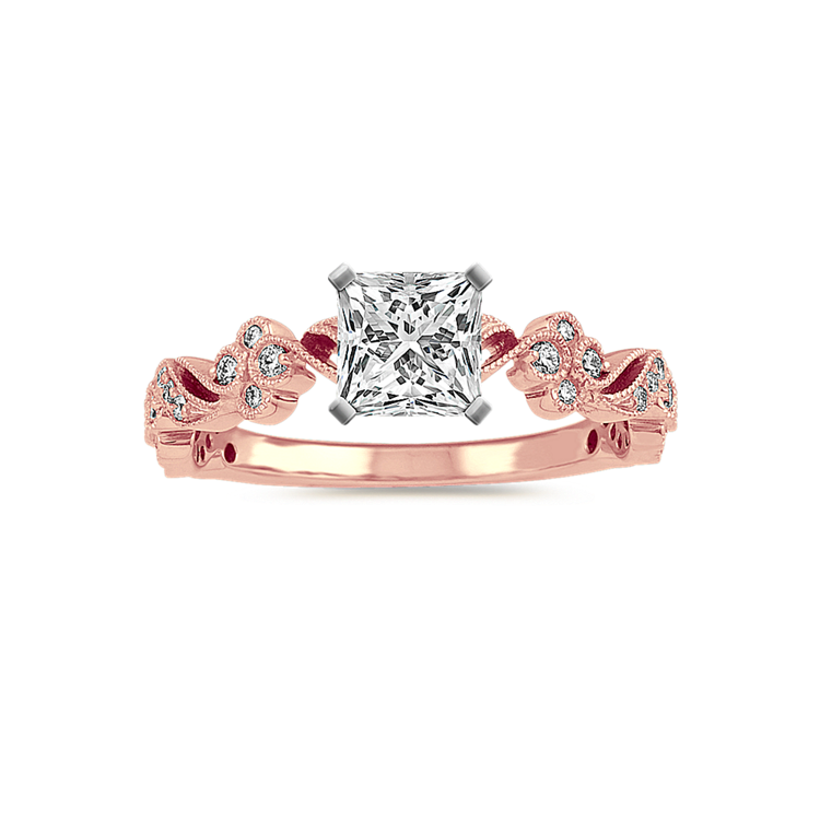 Vintage Natural Diamond Engagement Ring in 14k Rose Gold