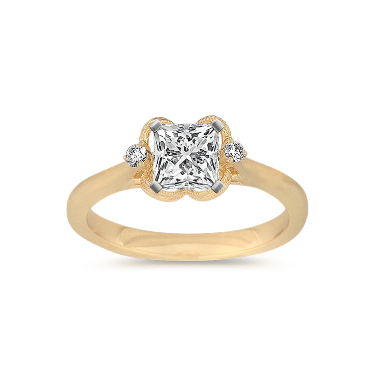 Natural Diamond Engagement Ring in 14k Yellow Gold