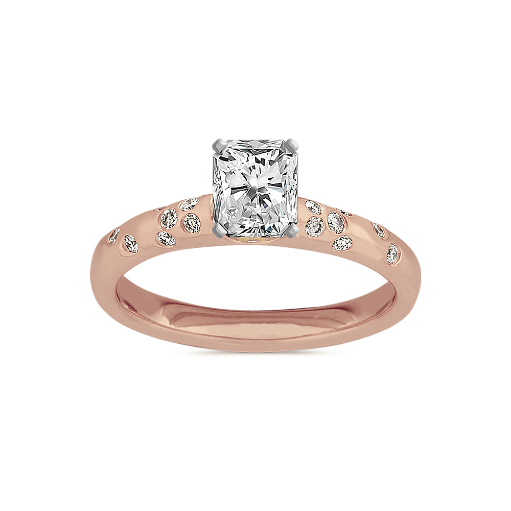 Stardust Diamond Engagement Ring in 14k Rose Gold with Radiant Diamond