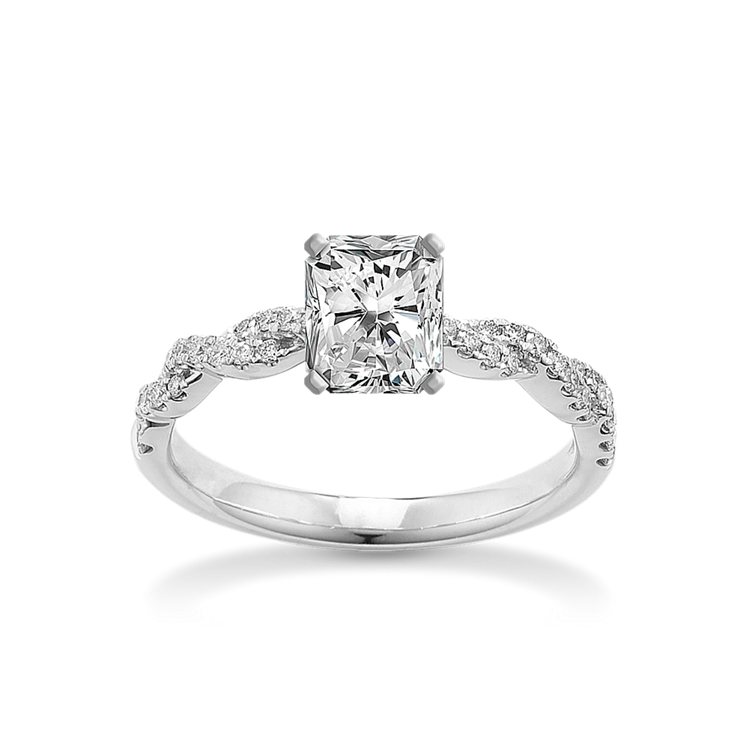 Aura Classic Baguette and Round Diamond Engagement Ring