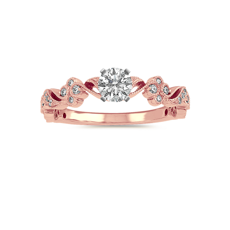 0.22 ct. Natural Diamond Engagement Ring in Rose Gold