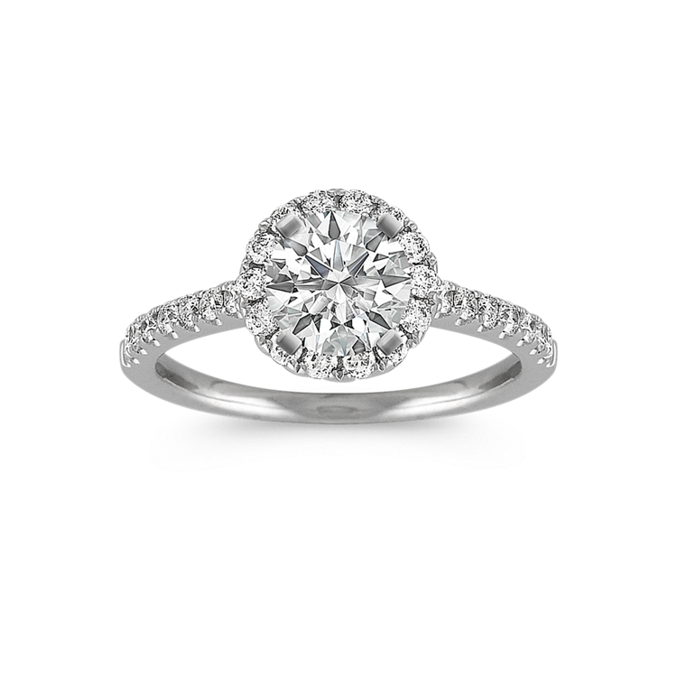 Halo Engagement Ring with Round Pave-Set Natural Diamonds
