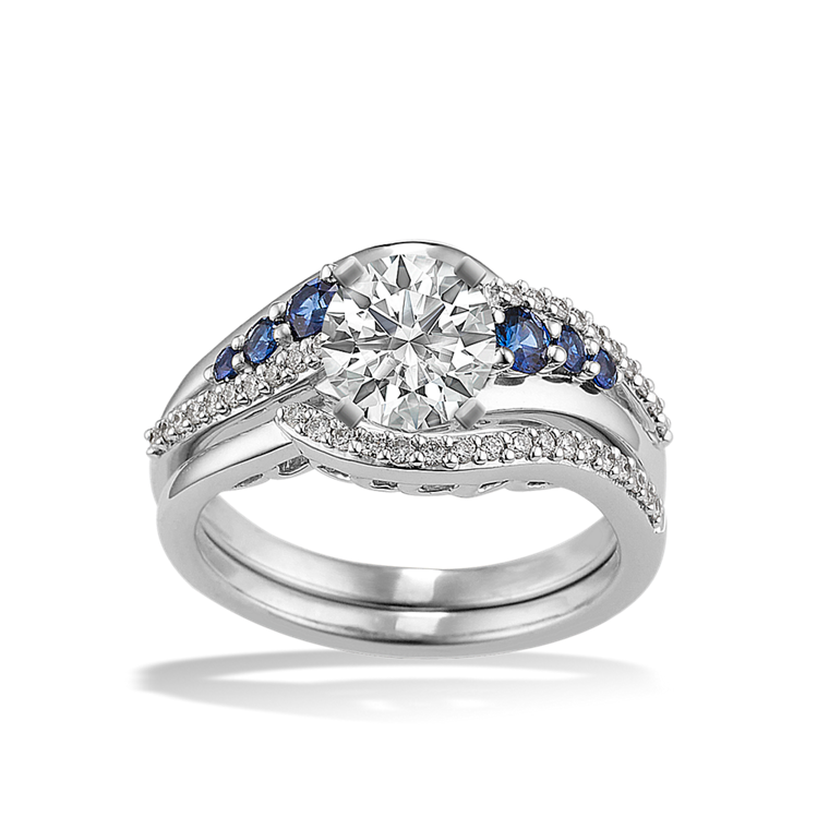 Diamond and on sale sapphire wedding set