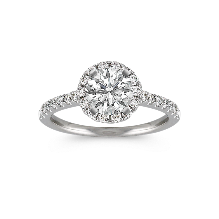 Halo Engagement Ring with Pave-Set Natural Diamonds