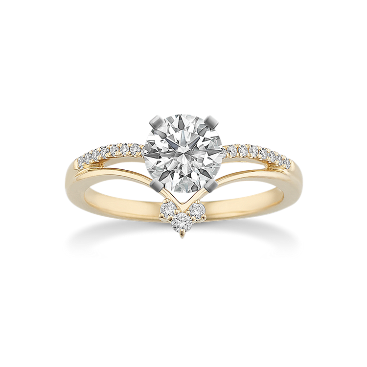 Duet Natural Diamond Engagement Ring in 14k Yellow Gold